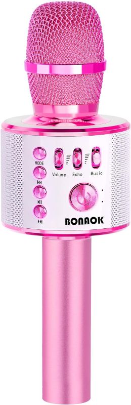 Photo 1 of BONAOK Wireless Bluetooth Karaoke Microphone, 3-in-1 Portable Handheld Mic Speaker Machine for All Smartphones, Gifts to Girls Boys Kids Adults All Age Q37?Bright Purple?