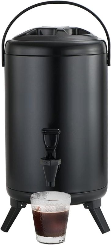 Photo 1 of 10L Stainless Steel Insulated Beverage Dispenser Hot Water Urn Dispenser Hot Drink Dispenser Hot and Cold Coffee Drink Dispenser with Spigot for Hot Water Tea Milk Juice, BLACK