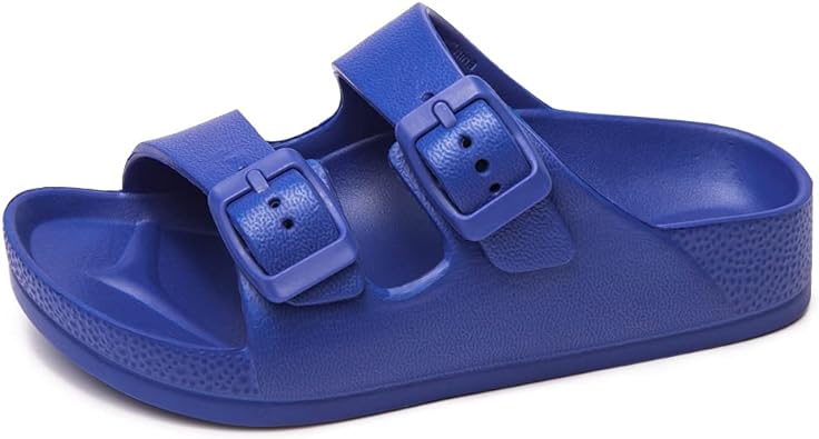 Photo 1 of FUNKYMONKEY Unisex-Child Slides Double Buckle Adjustable EVA Flat Sandals for Boys Girls