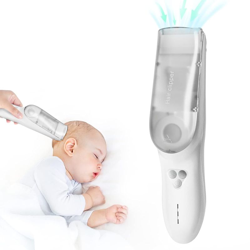 Photo 1 of Baby Hair Clippers, Vacuum Hair Clipper for Baby Fine Hair, Baby Hair Clipper Quiet Hair Clipper for Baby, Hair Clipper Auto Suck Snipped Hair, IPX7 Waterproof Rechargeable Cordless Baby Hair Clipper
