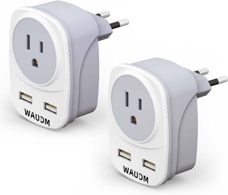 Photo 1 of (Two in a Box) Europe Travel Plug Adapter, WAUDM, USA to Europe Plug Adapter, 4 USB PortsEU Adapter Converter for Italy, Spain, France,Portugal, Iceland, Germany
