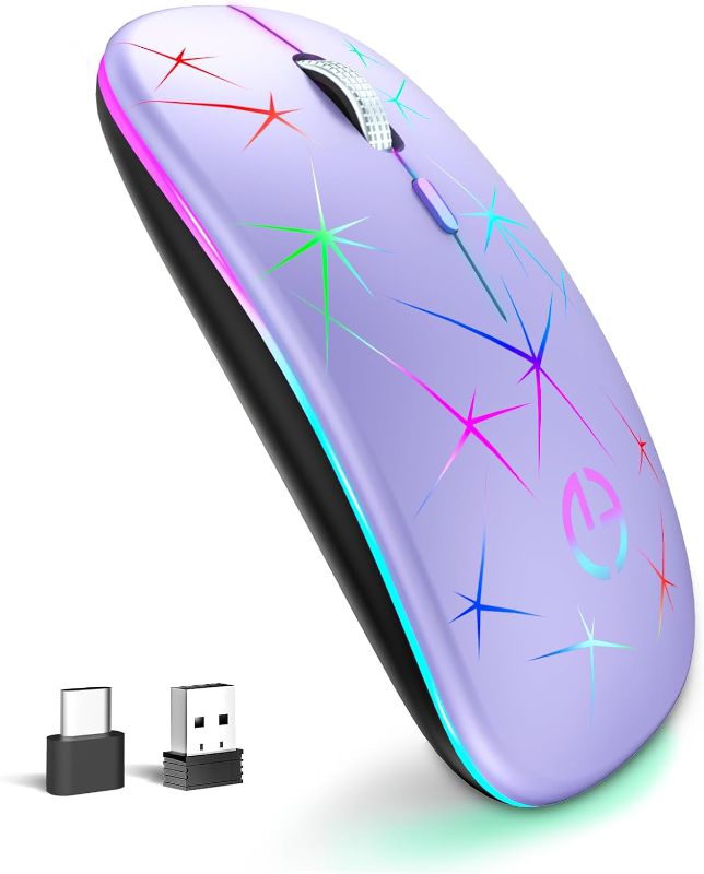 Photo 1 of TaIYanG Wireless Mouse, 2.4G Portable Optical Quiet RGB Mouse with USB Receiver and Type C Adapter, 3 Adjustable DPI Levels, Wireless Computer Mouse for Laptop, Computer, PC, MacBook, Desktop