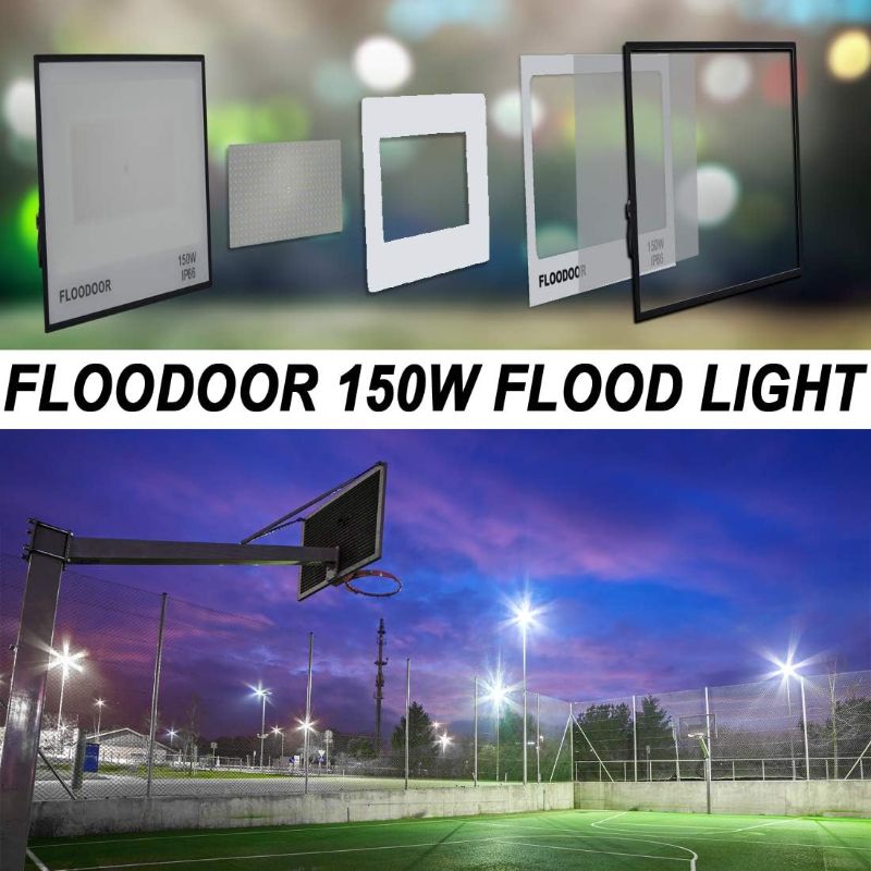 Photo 1 of 150W LED Flood Light Outdoor, 15000LM Super Bright floodlights,IP66 Waterproof Security Lights White Light with Plugs for Yard, Garden, Playground,Stadium, Basketball Court 