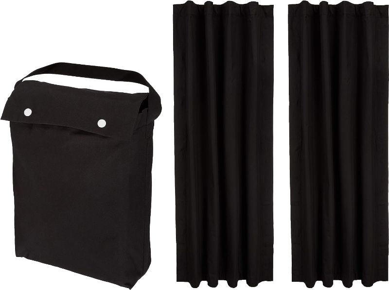 Photo 1 of Amazon Basics Portable Window Blackout Curtain Shade with Suction Cups for Travel, 2-Pack, 78"L x 50"W, Black
