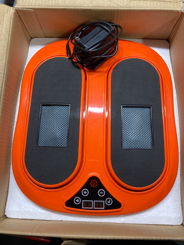 Photo 4 of Emer Foot Massager Machine with Remote Control, Adjustable Vibration Speed Electric Foot Massager-Shiatsu Deep Kneading, Increases Blood Flow Circulation Foot and Leg Massager (Orange) Black & Orange