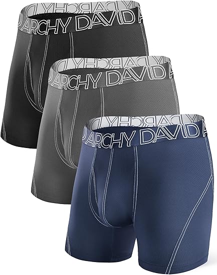 Photo 1 of DAVID ARCHY Mens Underwear Mesh Quick Dry Polyamide Boxer Briefs Active Sports Soft Breathable Underwear in 3 Pack(size M)