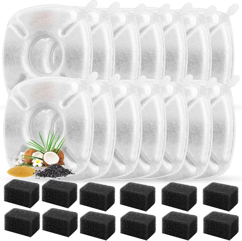 Photo 1 of 28 Pcs Cat Water Fountain Replacement Filters-14 Pack Water Fountain Filters 14 Pack Pre-Filter Sponges, Pet fountain replacement filters Fit for 95oz/2.8L Cat Pet Fountain
