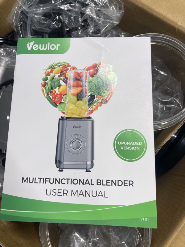 Photo 3 of 1200W Blender for Shakes and Smoothies, VEWIOR Personal Blender with 6-Edge Blade, 17oz & 23oz BPA Free To-Go Cups, 3 Modes Control, Suitable for Kitchen, Ideal for Frozen Drinks, Sauces 11x10.6x5.5