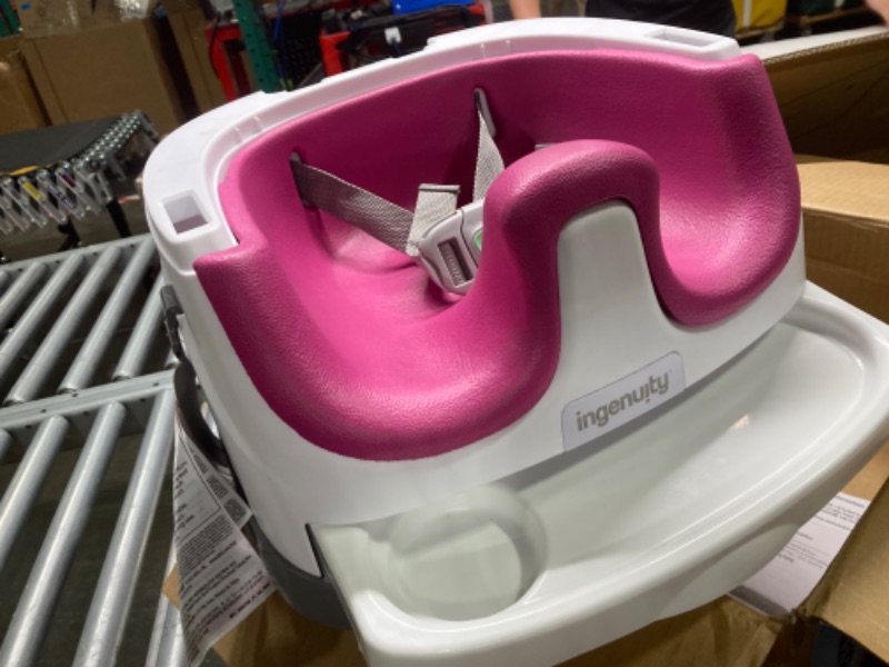 Photo 5 of Ingenuity Baby Base 2-in-1 Booster Feeding and Floor Seat with Self-Storing Tray - Pink Flambe Pink Flambre