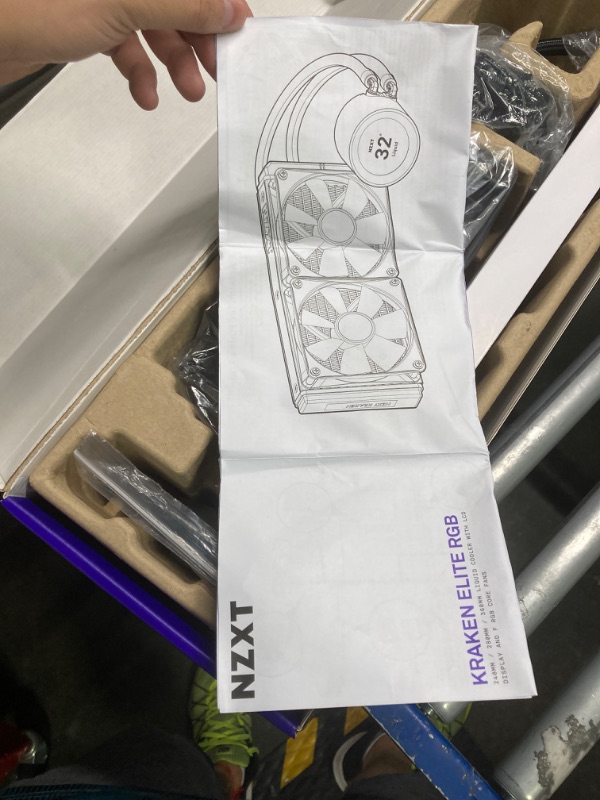 Photo 1 of NZXT Kraken Elite RGB 360-360mm AIO CPU Liquid Cooler - Customizable 2.36"" Wide-Angle LCD Display for GIFS, Images, Performance Metrics - High-Performance Pump - 3 x F120 RGB Core Fans - Black Kraken Elite RGB 360mm Radiator Black