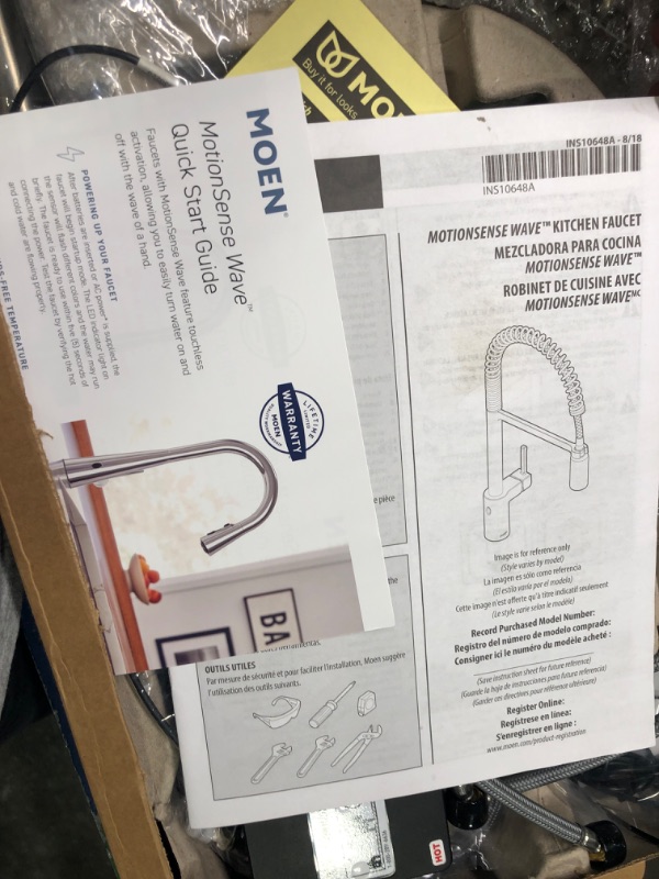 Photo 1 of Moen Adler Chrome One-Handle High Arc Pulldown Kitchen Faucet with Power Clean, 87233 Chrome Faucet