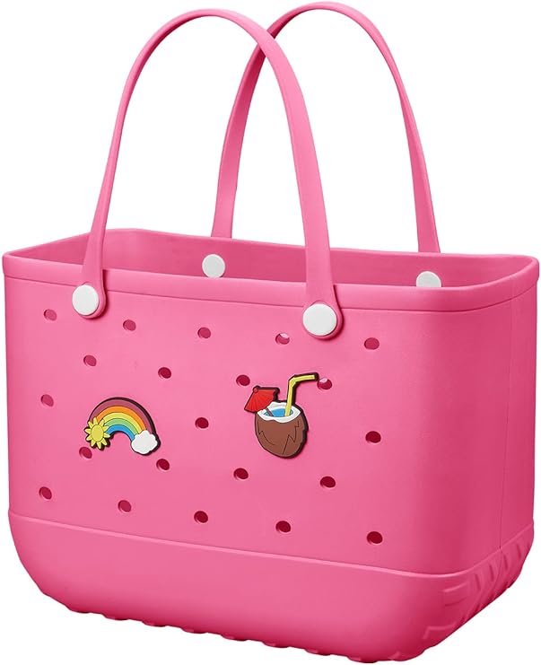 Photo 1 of Beach Bag Rubber Tote Bag - Waterproof Travel Bag for Women Washable Tote Bag Handbag for Sports Beach Market Pool
