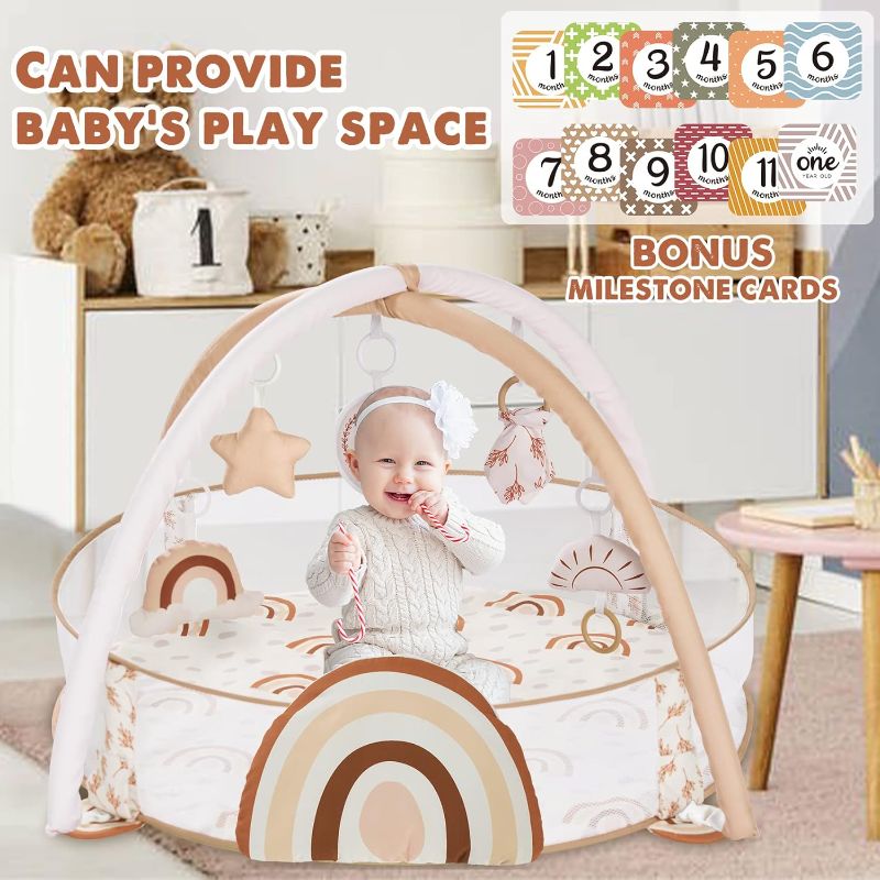 Photo 1 of Crisschirs 6-in-1 XL Large Baby Gym & Ball Pit, Play Mat & Play Gym, Combination Baby Activity Gym with Milestone Cards for Sensory Exploration and Motor Skill Development, Balls are not Included
