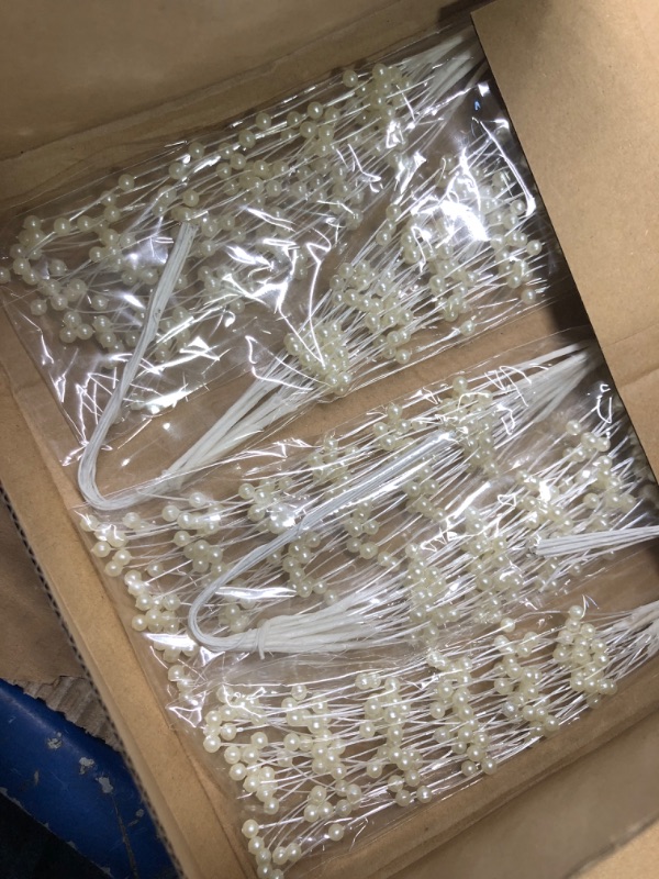 Photo 1 of 4MM Artificial Pearl Spray Beads String Handmade DIY Floral Craft for Bridal Wedding Christmas Garland Bouquet Home Party Decorations,100 Pieces
