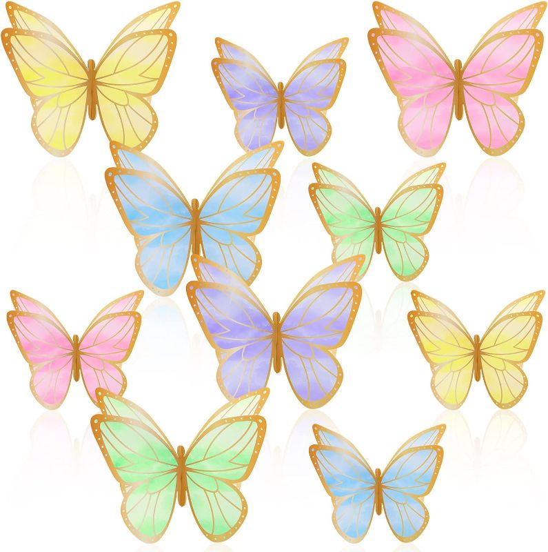 Photo 1 of 15 Pieces Golden Butterfly Table Centerpiece Butterfly Birthday Party Decorations Butterfly Table Toppers Centerpieces Butterfly Theme Party Decor for Birthday Baby Shower Party Supplies