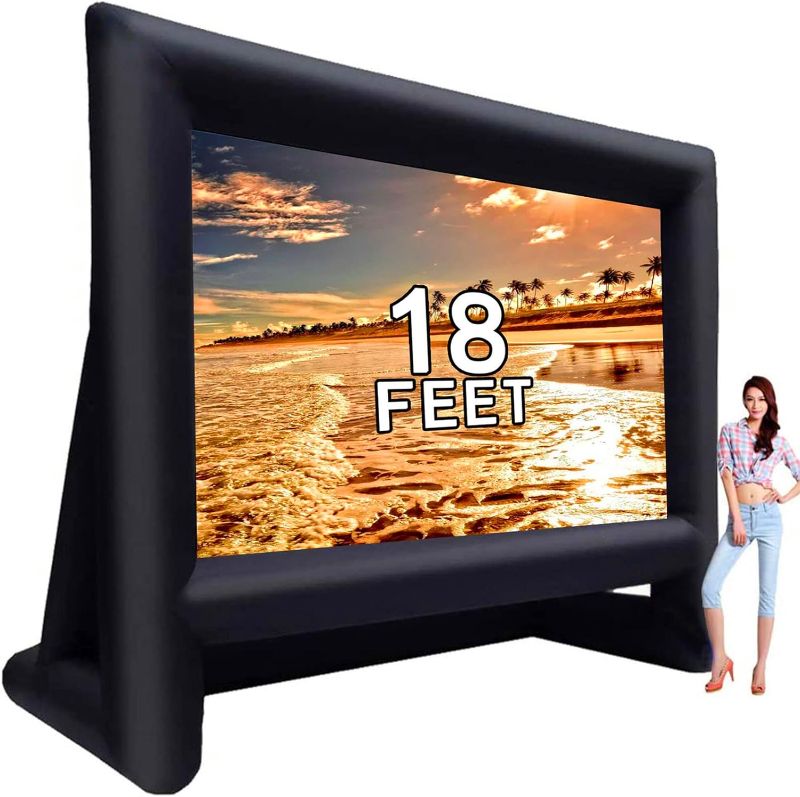 Photo 1 of 18 feet Inflatable Outdoor Projector Movie Screen - Package with Rope, Blower, Tent Stakes - Portable,Great for Outdoor and Indoor Party Backyard Pool Watch Movies
