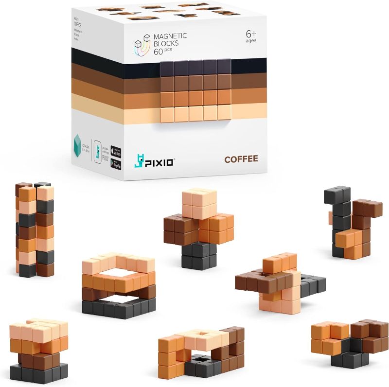 Photo 1 of *** MISSING MANY PCS***
PIXIO Coffee - Tiny Magnetic Blocks Building Toy in The Pixel Art Style with Free App - 5/16" Plastic Cubes with 6 Magnets Inside - Open Ended Toy - Creativity Toy for Ages 6+ - 60pcs
