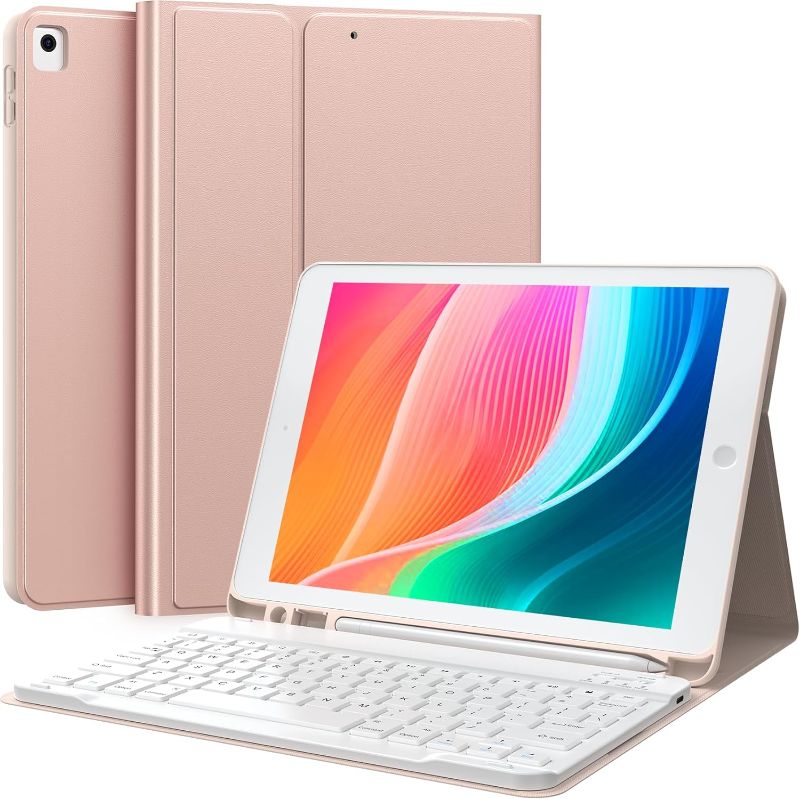 Photo 1 of Keyboard Case for iPad 9th Generation (2021)/8th Gen/7th Gen 10.2 Inch, CHESONA Detachable Wireless with Pencil Holder Stand Folio Keyboard Cover for New iPad 9th Gen/8th Gen/7th Gen 10.2”, Rose Gold
