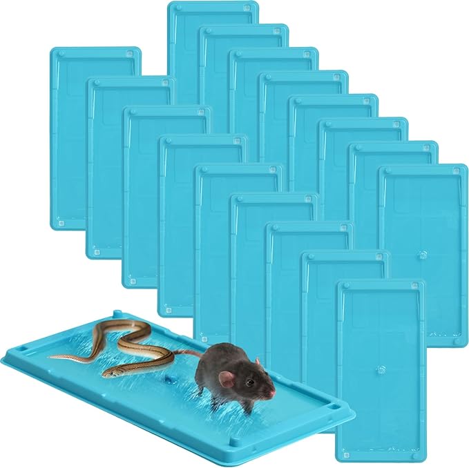 Photo 1 of 10 Pcs Glue Mouse Traps Mouse and Insect Glue Traps Plastic Mouse Sticky Traps for Mice Rats Snake Lizard Insect Spider for Indoor Home Warehouse Courtyard Kitchen (Blue)