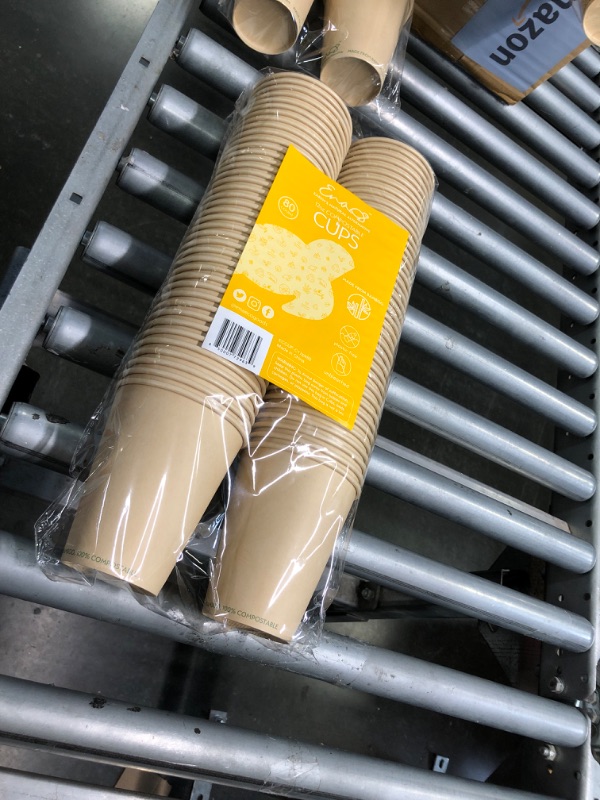Photo 1 of 100% Compostable Disposable Coffee Cups [12oz 80 Pack] Paper Cups Made from Bamboo, Eco-Friendly, Biodegradable Premium Party Cups, Natural Unbleached by Earth's Natural Alternative 80 Pack 12 Oz Cups