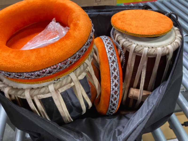 Photo 6 of *** MAJOR DAMAGED***
MAHARAJA Tabla Drum Set - Buy 3KG Black Brass Bayan, Finest Dayan, Hammer, Cushions & Cover PDI-EA