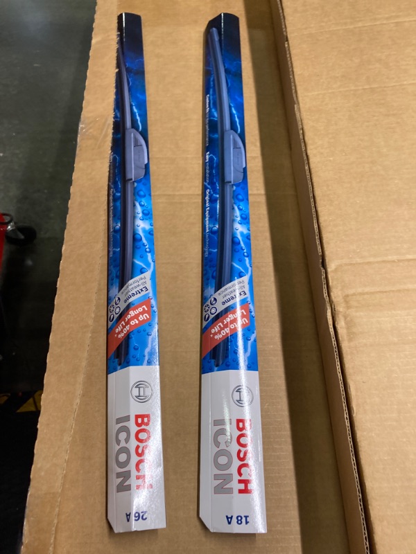 Photo 3 of Bosch ICON Wiper Blades 26A18A (Set of 2) Fits Acura: 19 RDX, Hyundai: 19-11 Sonata, Toyota: 18-13 Avalon, Toyota: 17-12 Camry +More, Up to 40% Longer Life, Frustration Free Packaging 26A and 18A Frustration Free Combo