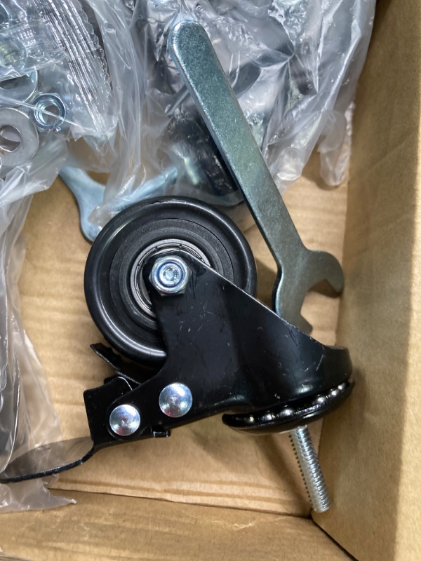 Photo 4 of 2 Inch Stem Caster Wheels 800lbs, Threaded Stem Casters Set of 4 Heavy Duty, 1/4"-20x1" (Screw Diameter 1/4", Stem Length 1"), Safety Dual Locking Industrial Castors, Wheels for Cart, Furniture 2 inch 1/4"-20x1"