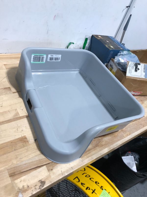 Photo 1 of [DogCharge] Indoor Dog Potty Tray – with Protection Wall Every Side for No Leak, Spill, Accident - Keep Paws Dry and Floors Clean (Tray Only, Grey) Tray Only Grey