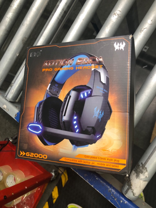 Photo 1 of Gaming Headset with Mic for PC,PS4,Xbox One,Over-ear Headphones with Volume Control LED Light Cool Style Stereo,Noise Reduction for Laptops,Smartphone,Computer (Black & Blue)