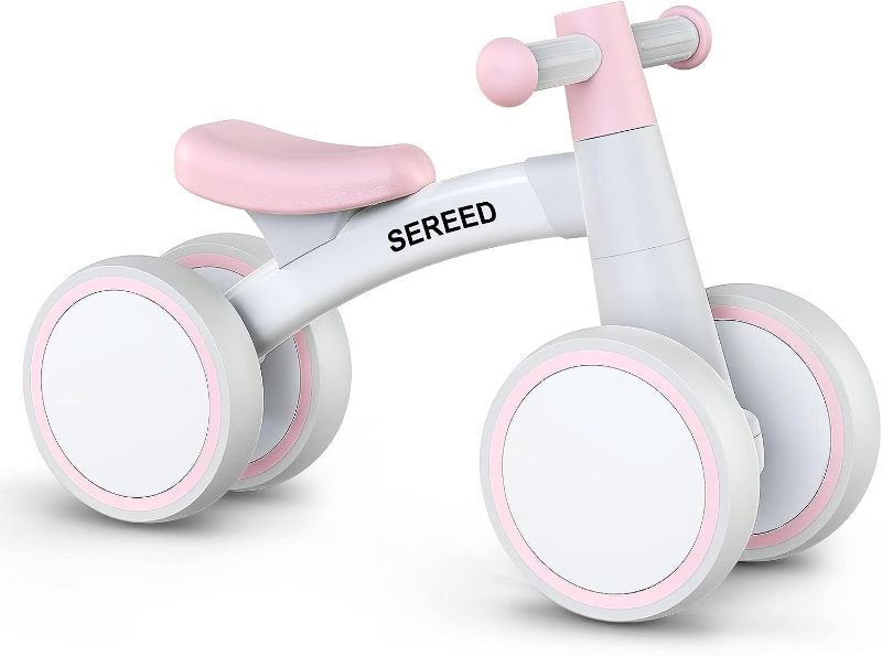 Photo 1 of SEREED Baby Balance Bike for 1 Year Old Boys Girls 12-24 Month Toddler Balance Bike, 4 Wheels Toddler First Bike, First Birthday Gifts Pink