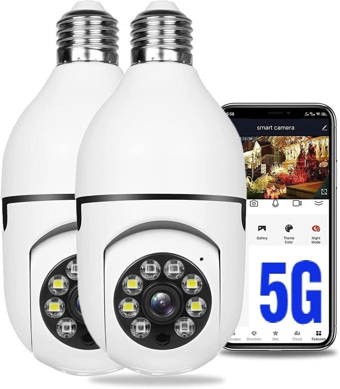 Photo 1 of 360 Degree Security Cameras Wireless Outdoor, 2.4GHz & 5GHz WiFi Light Bulb Camera, 1080p Indoor for Home Camera System, Motion Detection, Two-Way Audio (2PCS)