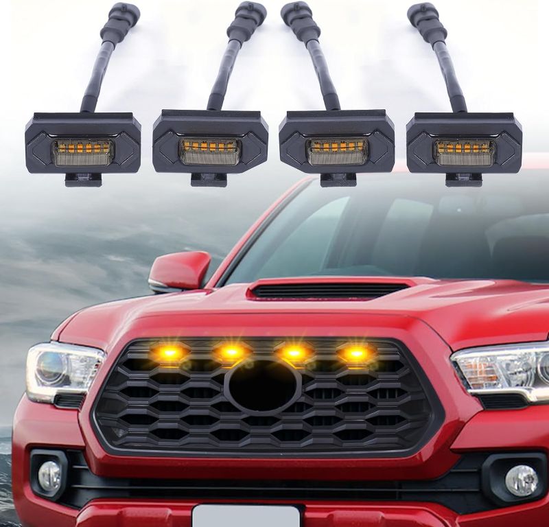 Photo 1 of *** MISSING PARTS TO MAKE IT FUNCTIONAL*** blue lights 
4pcs Raptor LED Light Upgrade For 2020 2021 Tacoma OEM Grill, For 2022 Tacoma grille lights LED Grill Lights Compatible With TRD Off Road and Sport OEM Grille?Black Shell Amber Light?