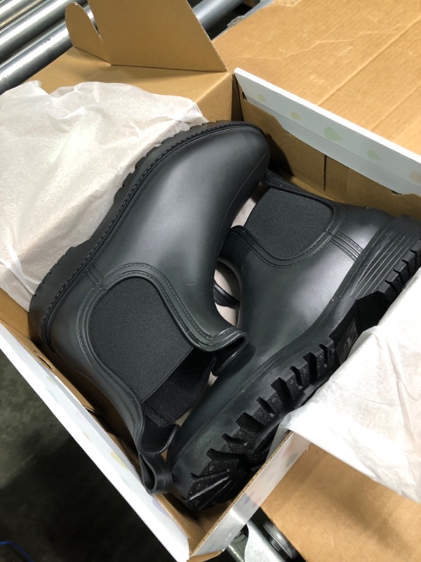 Photo 1 of PTEROMY Ankle Rain Boots for Women, Anti-Slipping RainBoots, Chelsea Boots with Comfortable Insoles, Waterproof Shoes for Camping, Gardening and Yard Work 11 Black