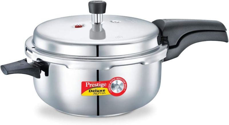 Photo 1 of ***Missing Valve***Prestige 5L Alpha Deluxe Induction Base Stainless Steel Deep Pressure Pan, 5.0-Liter, Silver
