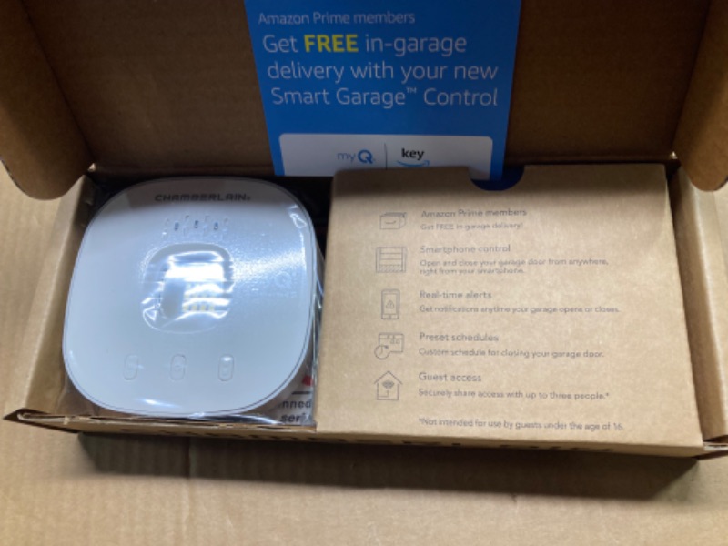 Photo 3 of myQ Chamberlain Smart Garage Control - Wireless Garage Hub and Sensor with Wifi & Bluetooth - Smartphone Controlled, myQ-G0401-ES, White myQ Smart Garage™ Control