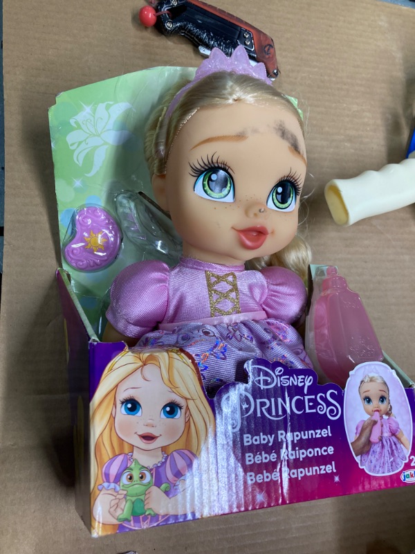 Photo 2 of Disney Princess Rapunzel Baby Doll with Baby Bottle & Tiara