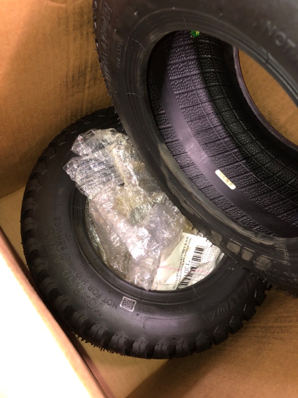 Photo 4 of 15x6.50-6 Flat Free Lawn Mower Tire and Wheel, 2 Pcs 15x6.5-6nhs Riding Mowers Lawn Tire, with 3/4" Bushing, 3" Centered Hub