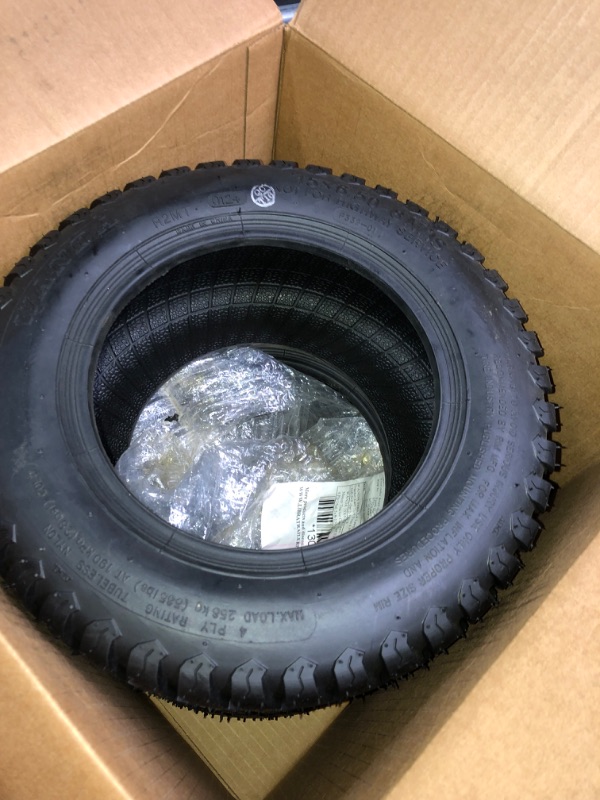 Photo 3 of 15x6.50-6 Flat Free Lawn Mower Tire and Wheel, 2 Pcs 15x6.5-6nhs Riding Mowers Lawn Tire, with 3/4" Bushing, 3" Centered Hub