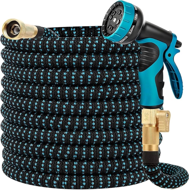 Photo 1 of Expandable Garden Hose 50ft, Flexible Water Hose with 10 Function Nozzle - Leakproof Lightweight No-Kink Garden Hose with Solid Fittings