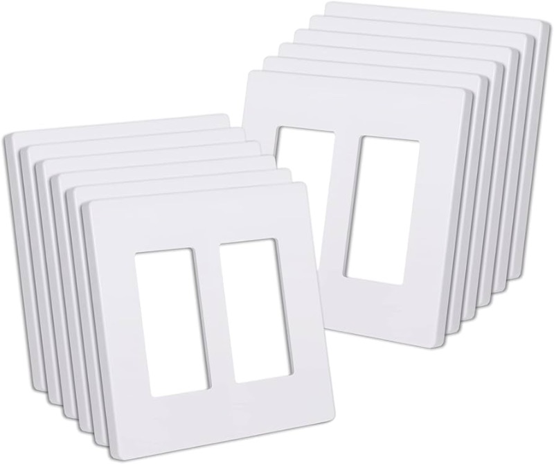 Photo 1 of CML 2-Gang Matte White Decorator Screwless Wall Plates, 12 Pack Child Safe Light Switch Covers, Standard Size 4.68” X 4.72”, Scratch and Impact Resistant, Hidden Screws, Polycarbonate