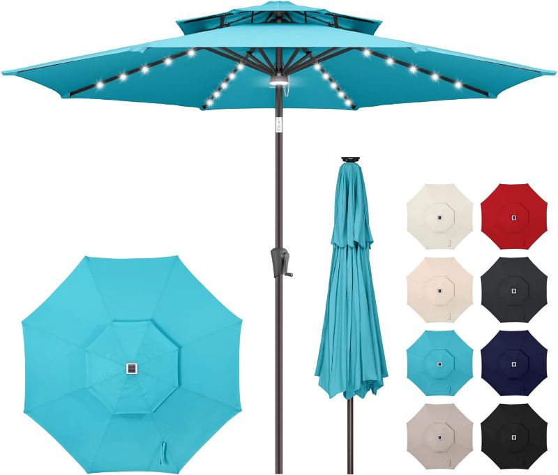 Photo 1 of 9ft LED patio Umbrella Outdoor, cyan