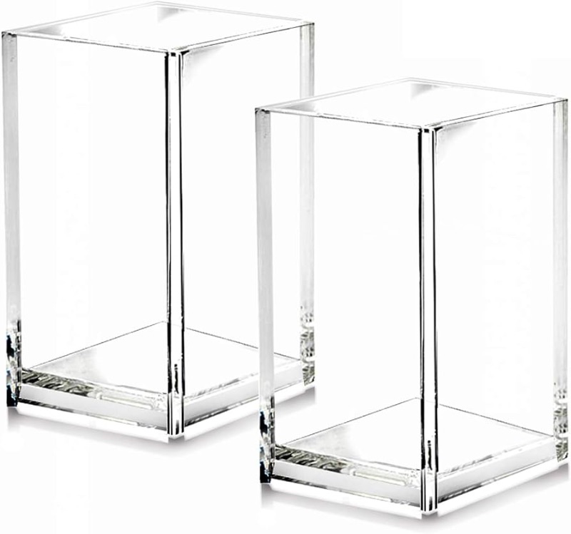 Photo 1 of 2 Pack Clear Acrylic Pencil Pen Holder Cup,Desk Accessories Holder,Makeup Brush Storage Organizer,Modern Design Desktop Stationery Organizer for Office School Home Supplies,2.6x 2.6x 4 inches