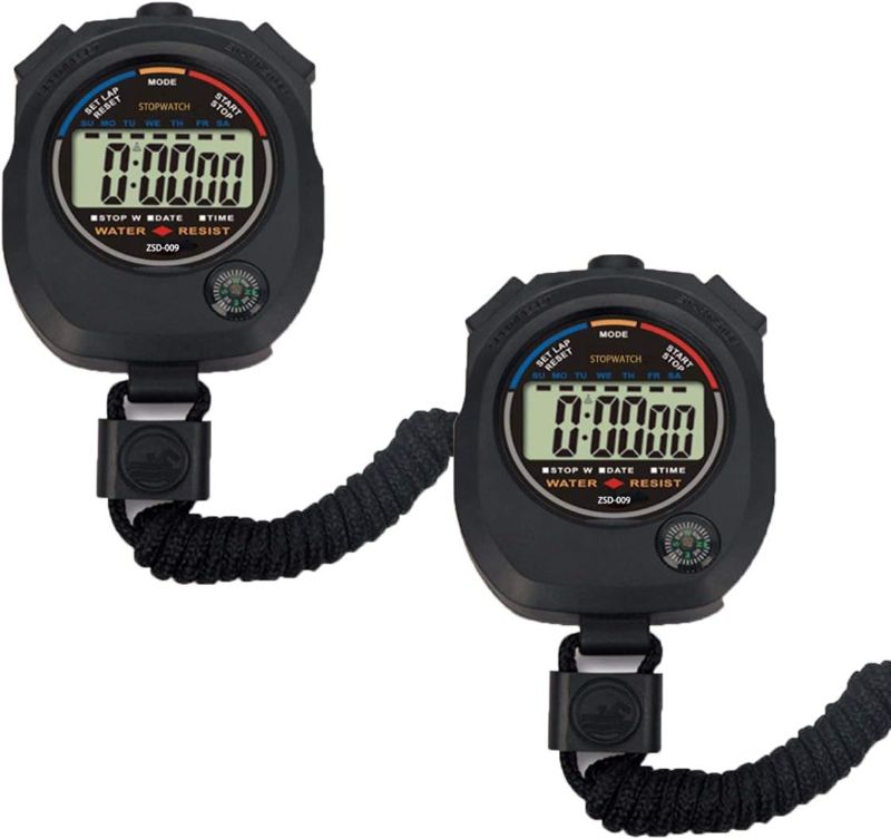 Photo 1 of 2 Pack Multi-Function Electronic Digital Sport Stopwatch Timer, Large Display with Date Time and Alarm Function,Suitable for Sports Coaches Fitness Coaches and Referees,Pgzsy