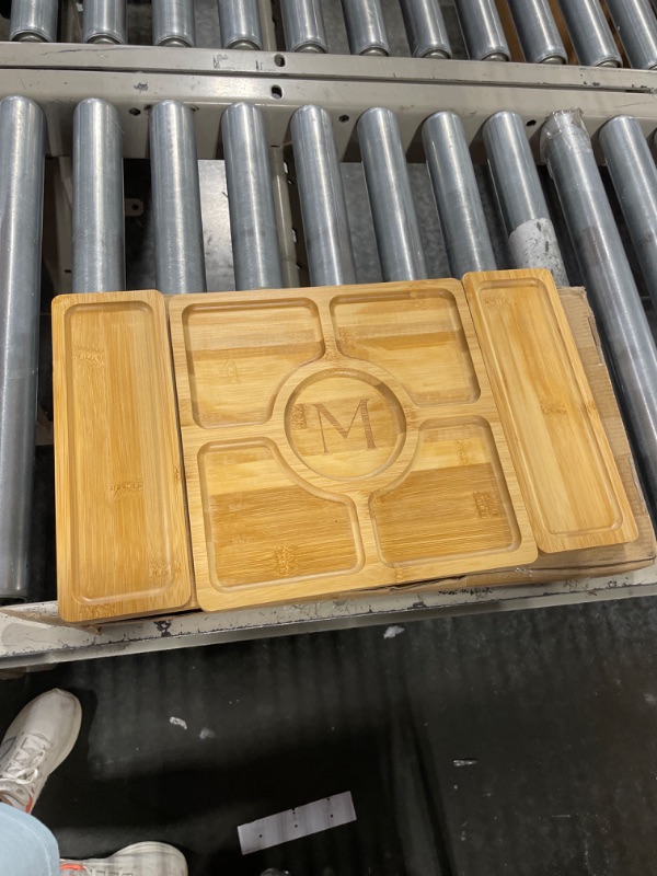 Photo 1 of 2 Pcs Bamboo Charcuterie Boards and Cheese Board Set with Monogrammed, Side Serving Tray for Housewarming Wedding