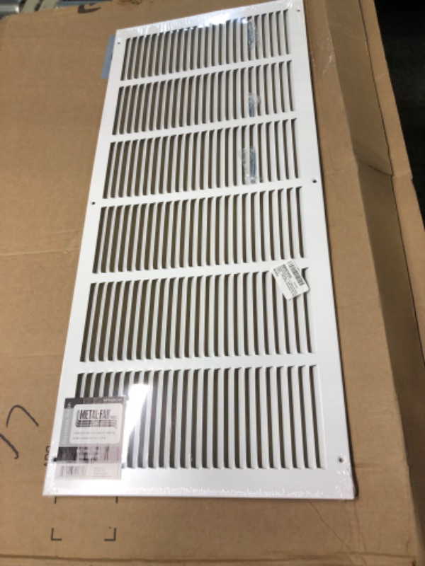 Photo 2 of 30"w X 12"h Steel Return Air Grilles - Sidewall and Ceiling - HVAC Duct Cover - White [Outer Dimensions: 31.75"w X 13.75"h] 30 x 12 White