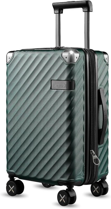 Photo 1 of  LUGGEX Carry On Luggage 22x14x9 Airline Approved - 35L Polycarbonate Expandable Hard Shell Suitcase with Spinner Wheels (Green, 20 Inch)