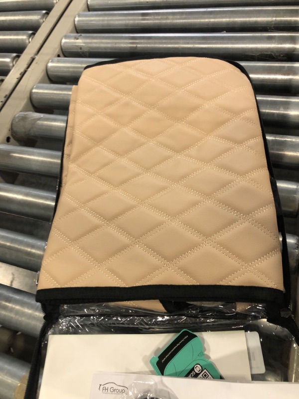 Photo 2 of FH Group Car Seat Cushion Faux Leather Automotive Seat Cushions - Universal Fit, Car Seat Cushion With Front Pockets, Airbag Compatible Car Seat Cushions for SUV, Sedan, Van Front Set Beige Beige Front Set