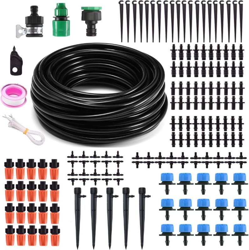 Photo 1 of *** SELLING AS PARTS NO RETURN AS IS***MSDADA 50Ft Micro Drip Irrigation Kit, Automatic Garden Irrigation System 1/4" Blank Distribution Drip Hose, Atomizing Nozzle Mister Dripper for Greenhouse, Garden, Flower Bed, Patio, Lawn?Blue?