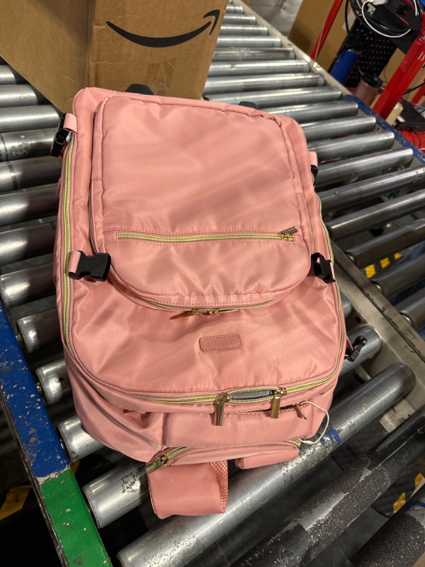 Photo 3 of ***broken handle**Rolling Backpack for Women, 17Inch on Laptop Travel Backpack with Wheels, Under Seat Carry on Luggage Airplane, Overnight Business Trolley Backpack Bag (Sweet Pink) (In Patent)