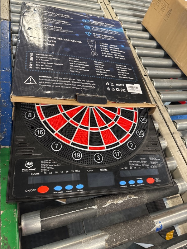 Photo 2 of **Electronic parts not working ** WIN.MAX Electronic Dart Board, LED Display Automatic Scoring Dartboard Sets for Adults, Dart Board Electronic Scoreboard, Power Adapter, Outdoor, up to 8 Players dartboard with light
***NO DARTS INCLUDED***